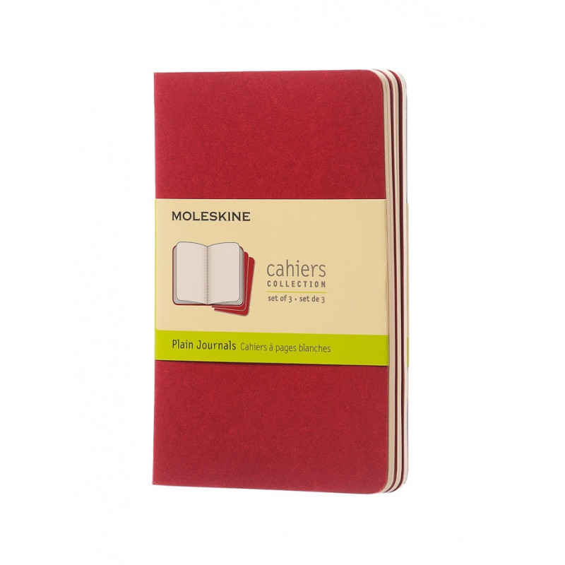 Zestaw 3 zeszytów MOLESKINE Cahier Journals, P, 9x14cm, gładki, 64 strony, cranberry red