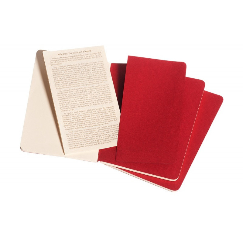 Zestaw 3 zeszytów MOLESKINE Cahier Journals, P, 9x14cm, gładki, 64 strony, cranberry red