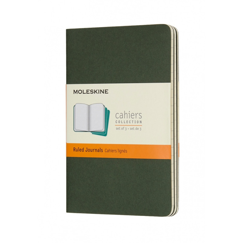 Zestaw 3 zeszytów MOLESKINE Cahier Journals, P, 9x14cm, w linie, 64 strony, myrtle green