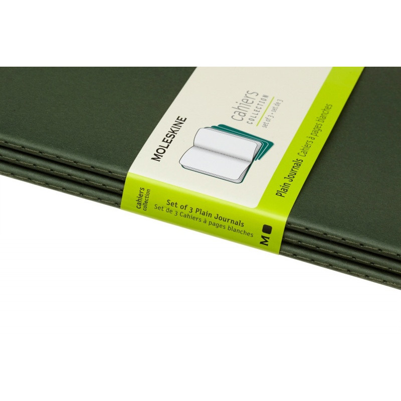 Zestaw 3 zeszytów MOLESKINE Cahier, L, 13x21cm, gładki, 80 stron, myrtle green