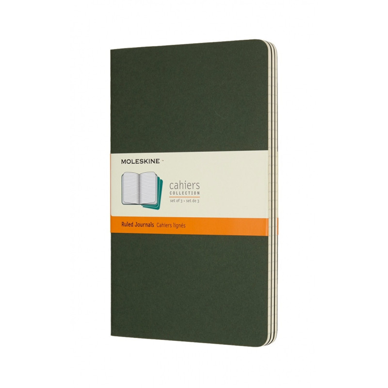 Zestaw 3 zeszytów MOLESKINE Cahier, L, 13x21cm, w linie, 80 stron, myrtle green