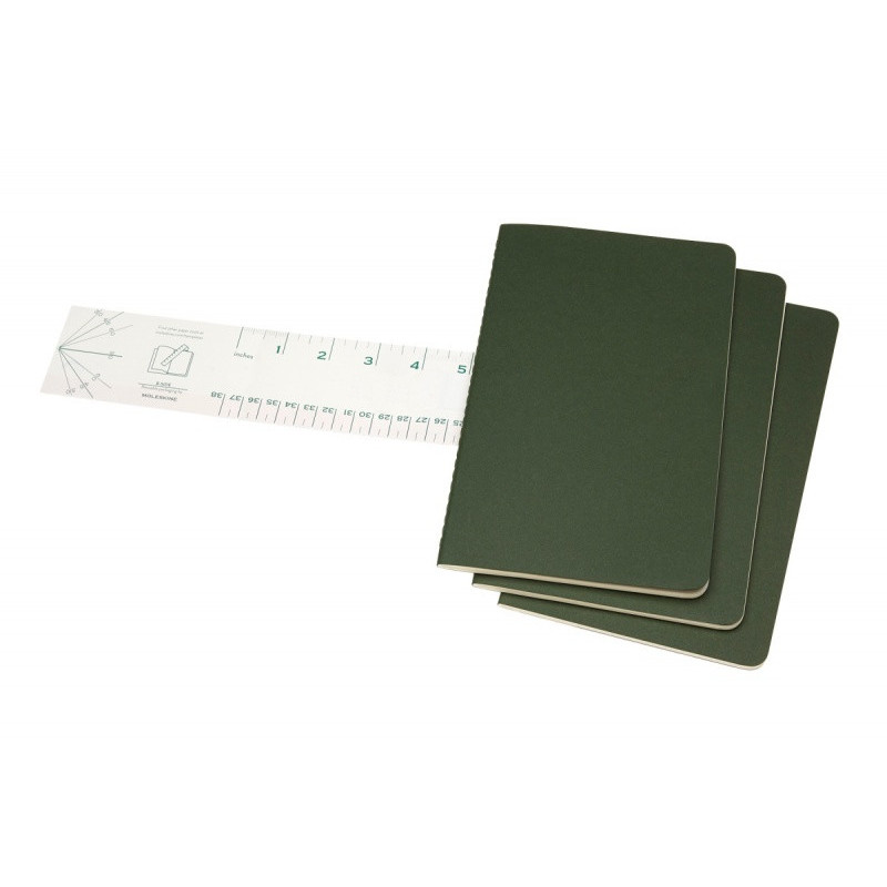 Zestaw 3 zeszytów MOLESKINE Cahier, L, 13x21cm, w linie, 80 stron, myrtle green