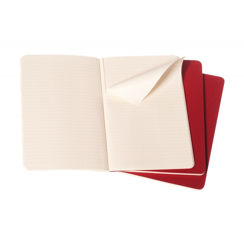 Zestaw 3 zeszytów MOLESKINE Cahier, L, 13x21cm, w linie, 80 stron, cranberry red