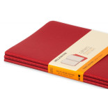Zestaw 3 zeszytów MOLESKINE Cahier, L, 13x21cm, w linie, 80 stron, cranberry red