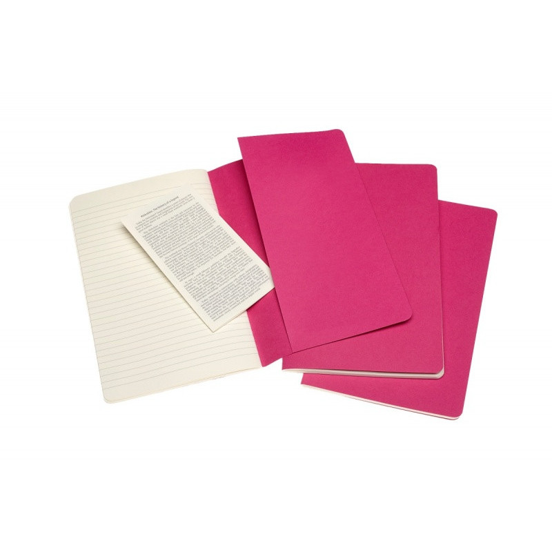 Zestaw 3 zeszytów MOLESKINE Cahier, L, 13x21cm, w linie, 80 stron, kinetic pink