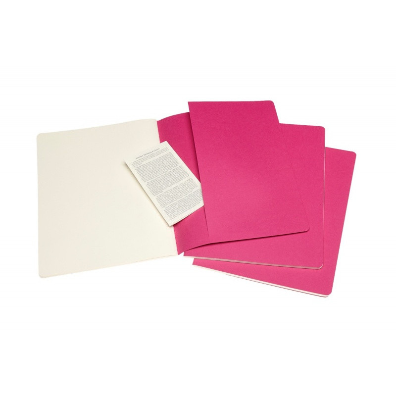 Zestaw 3 zeszytów MOLESKINE Cahier, XL, 19x25cm, gładki, 120 stron, kinetic pink