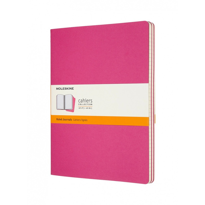 Zestaw 3 zeszytów MOLESKINE Cahier, XL, 19x25cm, w linie, 120 stron, kinetic pink