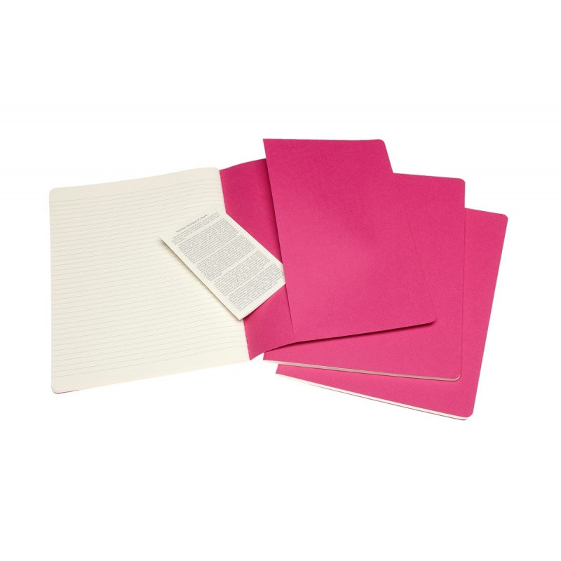 Zestaw 3 zeszytów MOLESKINE Cahier, XL, 19x25cm, w linie, 120 stron, kinetic pink