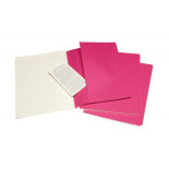 Zestaw 3 zeszytów MOLESKINE Cahier, XL, 19x25cm, w linie, 120 stron, kinetic pink
