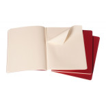 Zestaw 3 zeszytów MOLESKINE Cahier, XL, 19x25cm, gładki, 120 stron, cranberry red