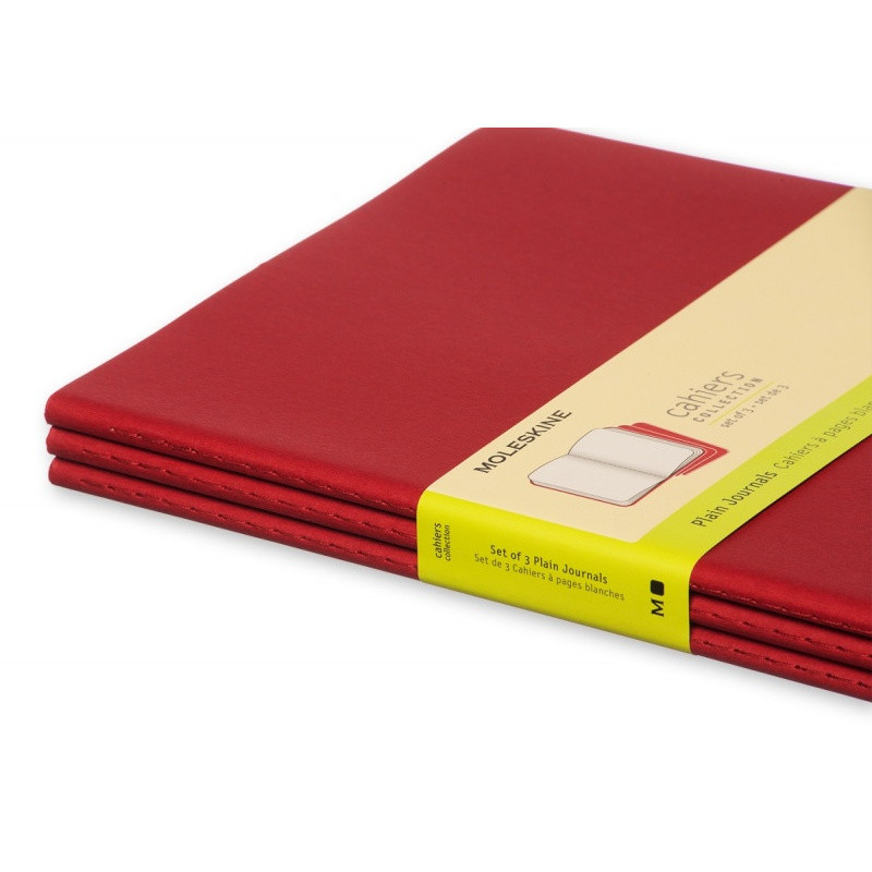 Zestaw 3 zeszytów MOLESKINE Cahier, XL, 19x25cm, gładki, 120 stron, cranberry red