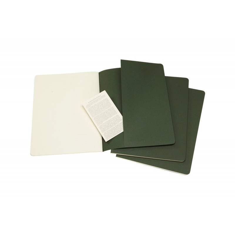 Zestaw 3 zeszytów MOLESKINE Cahier, XL, 19x25cm, gładki, 120 stron, myrtle green