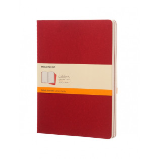 Zestaw 3 zeszytów MOLESKINE Cahier, XL, 19x25cm, w linie, 120 stron, cranberry red