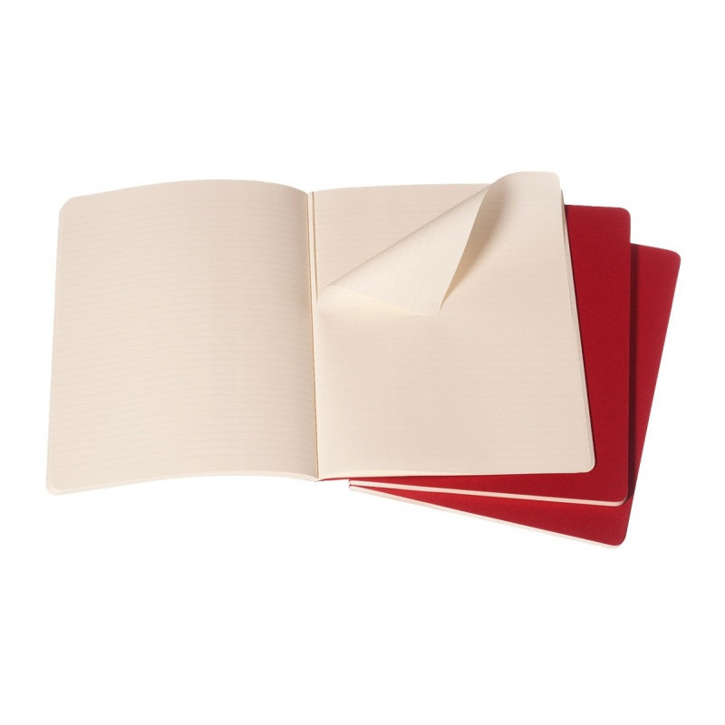 Zestaw 3 zeszytów MOLESKINE Cahier, XL, 19x25cm, w linie, 120 stron, cranberry red
