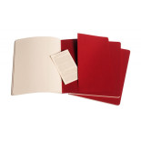 Zestaw 3 zeszytów MOLESKINE Cahier, XL, 19x25cm, w linie, 120 stron, cranberry red