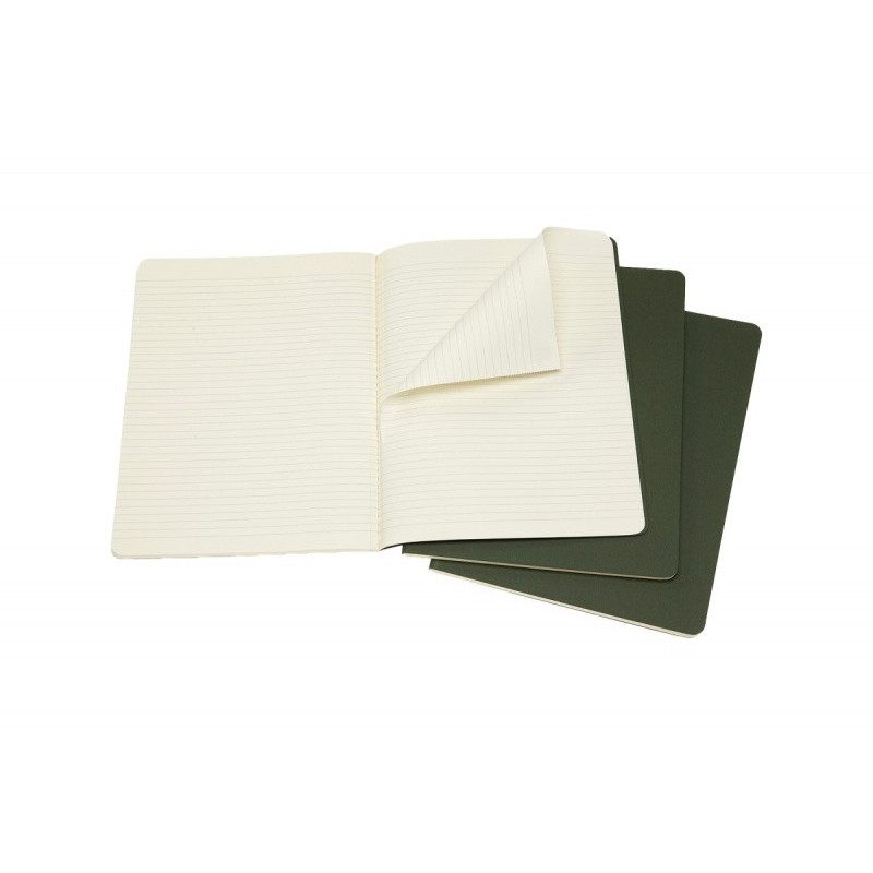 Zestaw 3 zeszytów MOLESKINE Cahier, XL, 19x25cm, w linie, 120 stron, myrtle green