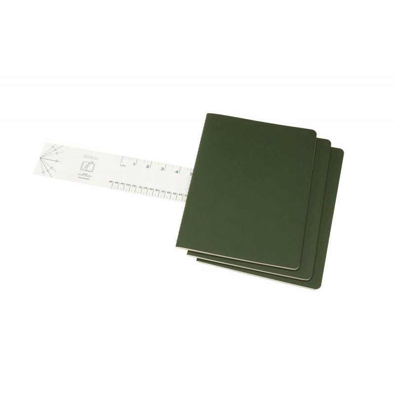 Zestaw 3 zeszytów MOLESKINE Cahier, XL, 19x25cm, w linie, 120 stron, myrtle green