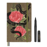 Zestaw KAWECO X MOLESKINE 2025, notes Snake Roses, L, 13x21cm, w linie + długopis, w pudełku
