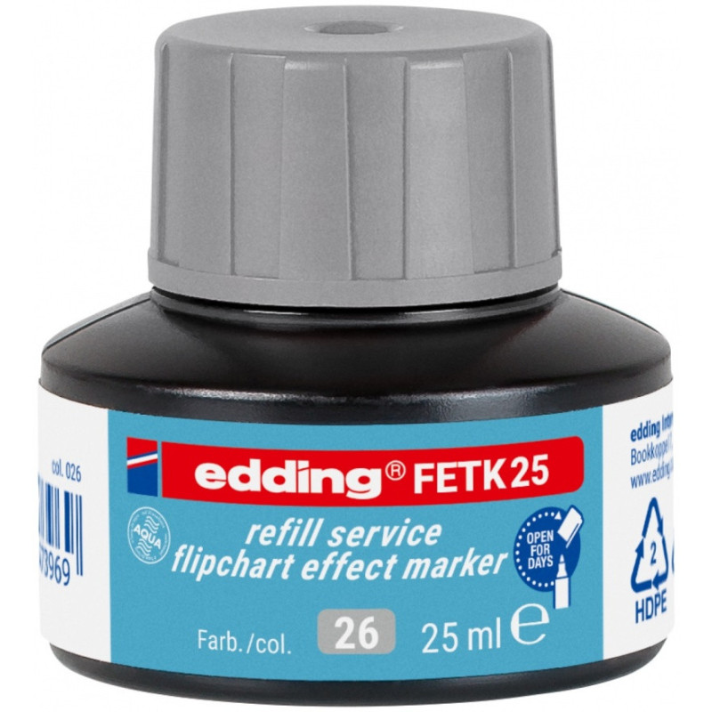 Tusz do uzupełniania markerów do flipchartów e-FETK 25 EDDING, srebrno-szary