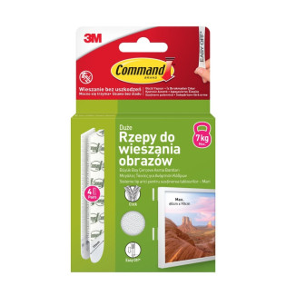 Rzepy COMMAND™ (17206), do wieszania obrazów, duże, 8 szt. białe