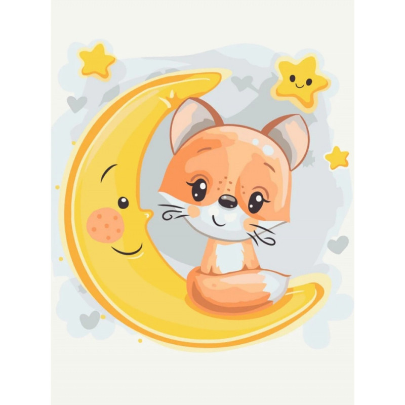 Malowanie po numerach BRUSHME, 30x40 cm, kids, lis na księżycu, 1 szt.