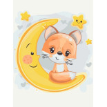 Malowanie po numerach BRUSHME, 30x40 cm, kids, lis na księżycu, 1 szt.