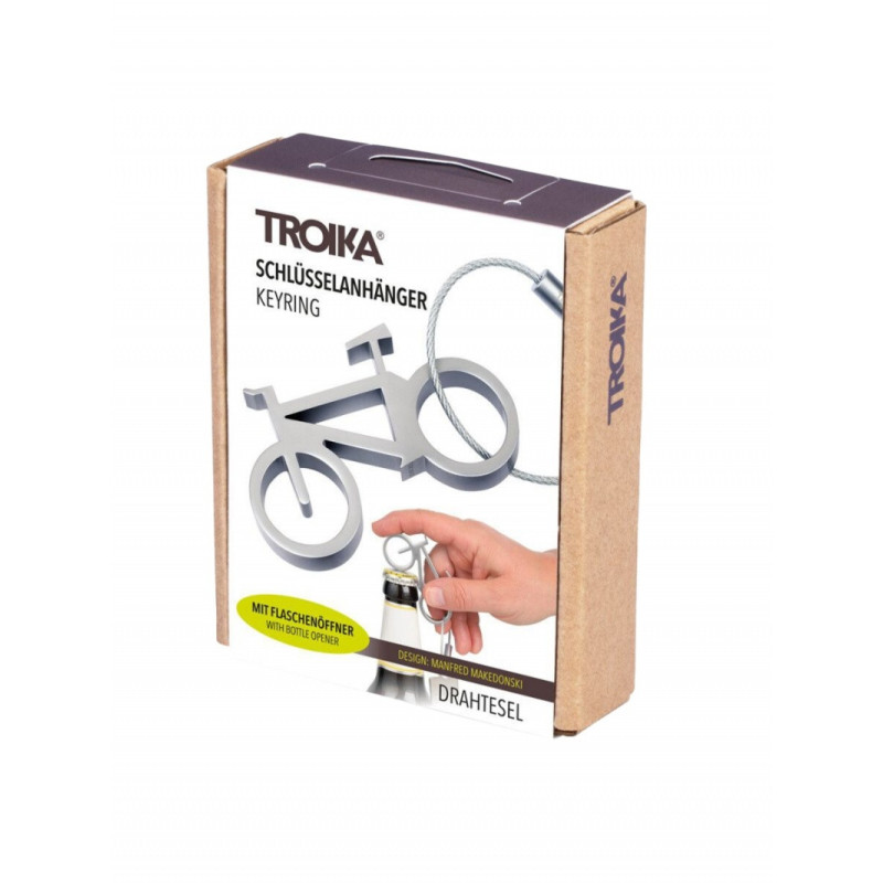 Brelok TROIKA Drahtesel, otwieracz do butelek, rower, srebrny