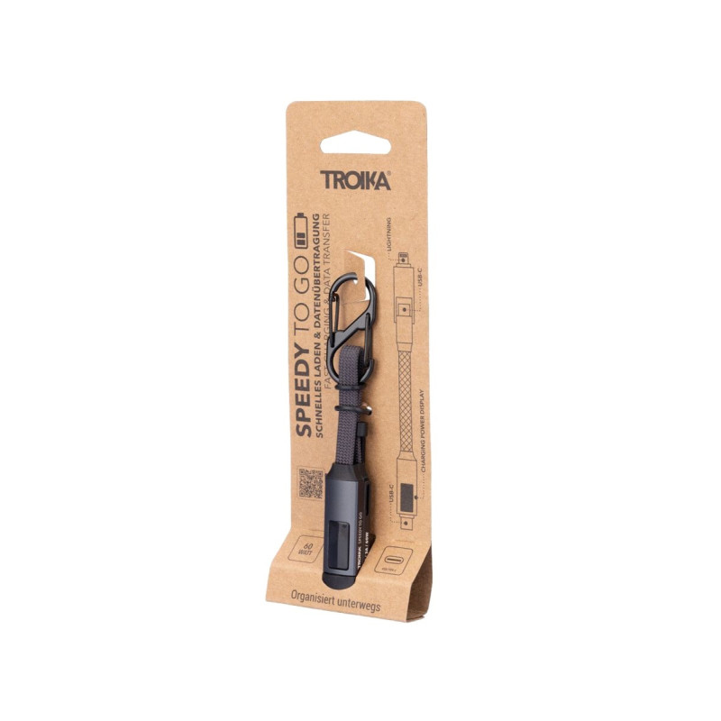 Brelok TROIKA Speedy To Go, z kablem ładującym USB-C, czarny