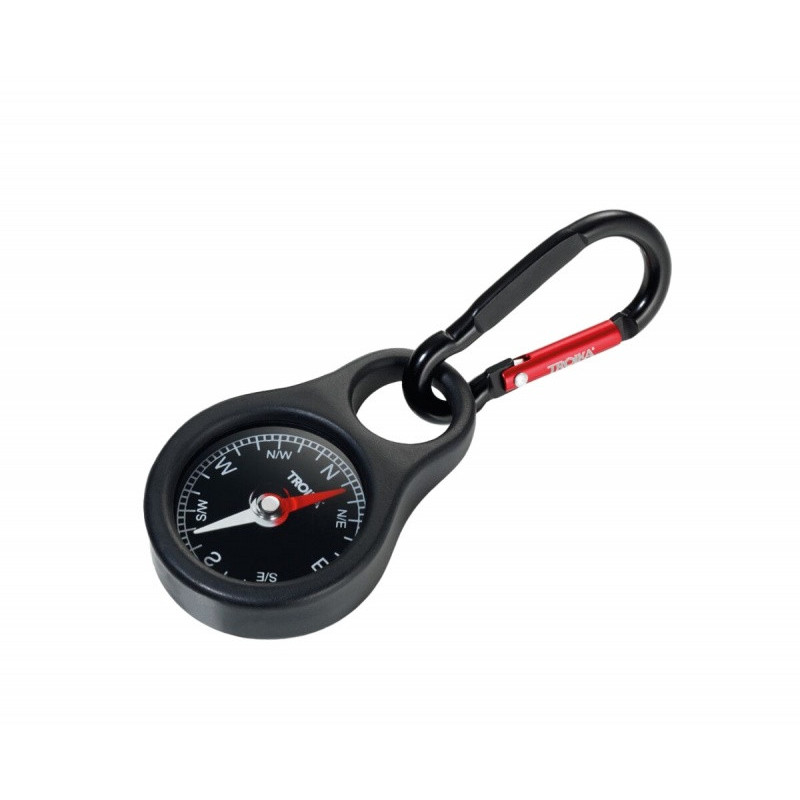 Brelok TROIKA Wegweiser, kompas, z karabińczykiem, czarny