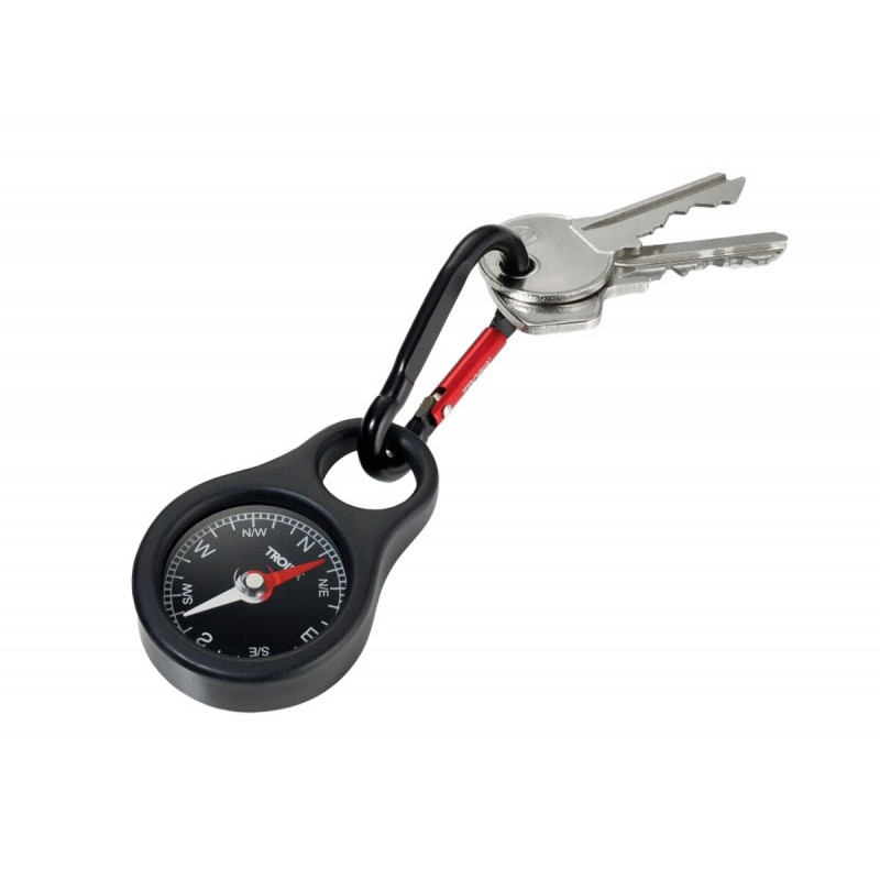 Brelok TROIKA Wegweiser, kompas, z karabińczykiem, czarny