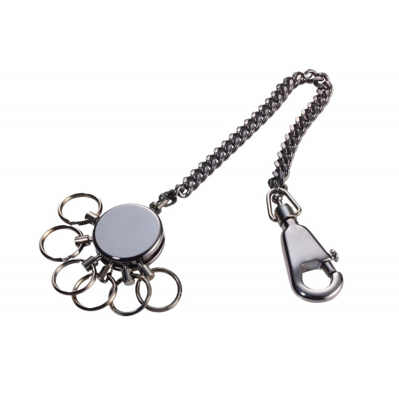 Brelok TROIKA Patent Chain, z łańcuszkiem, na 6 kluczy, chromowany