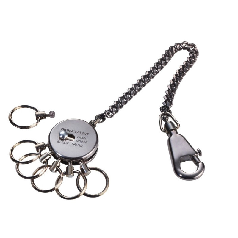 Brelok TROIKA Patent Chain, z łańcuszkiem, na 6 kluczy, chromowany