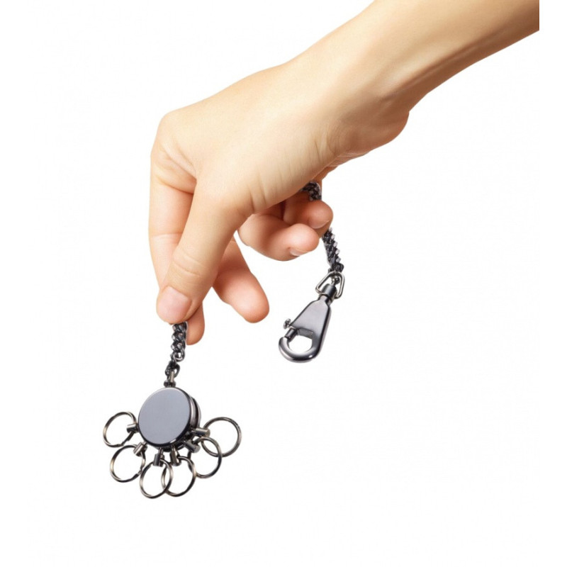 Brelok TROIKA Patent Chain, z łańcuszkiem, na 6 kluczy, chromowany