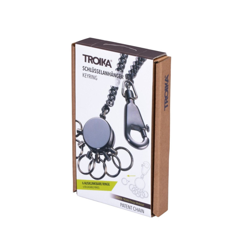 Brelok TROIKA Patent Chain, z łańcuszkiem, na 6 kluczy, chromowany