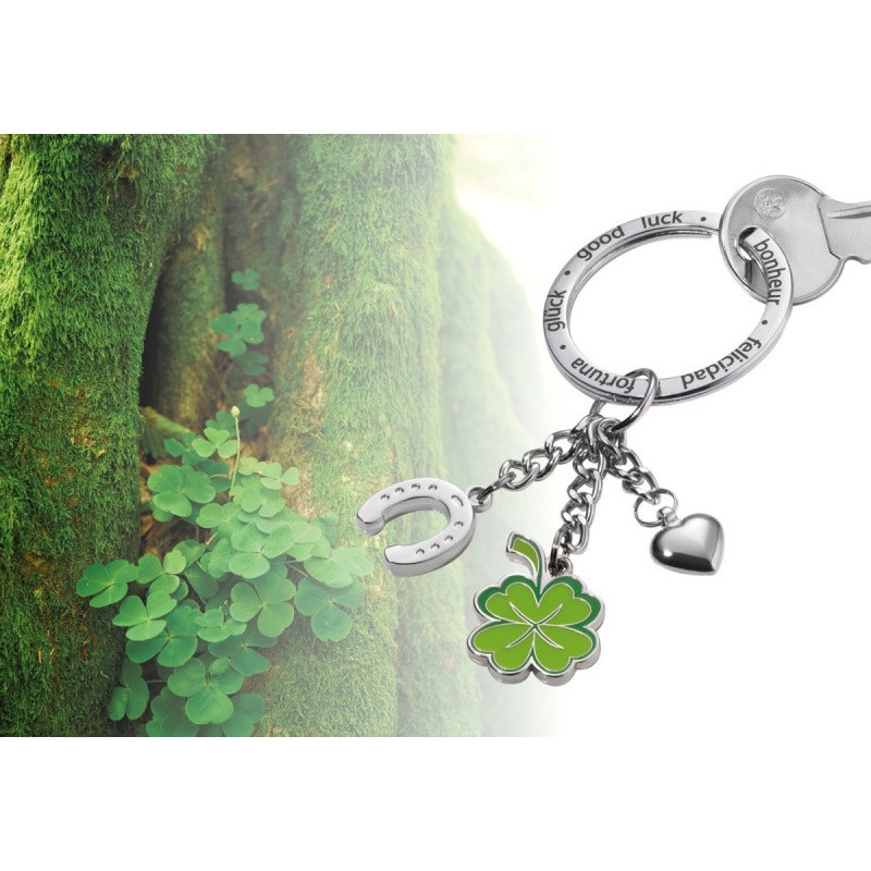 Brelok TROIKA Glucksbringer Klee, 3 charmsy, emaliowany metal
