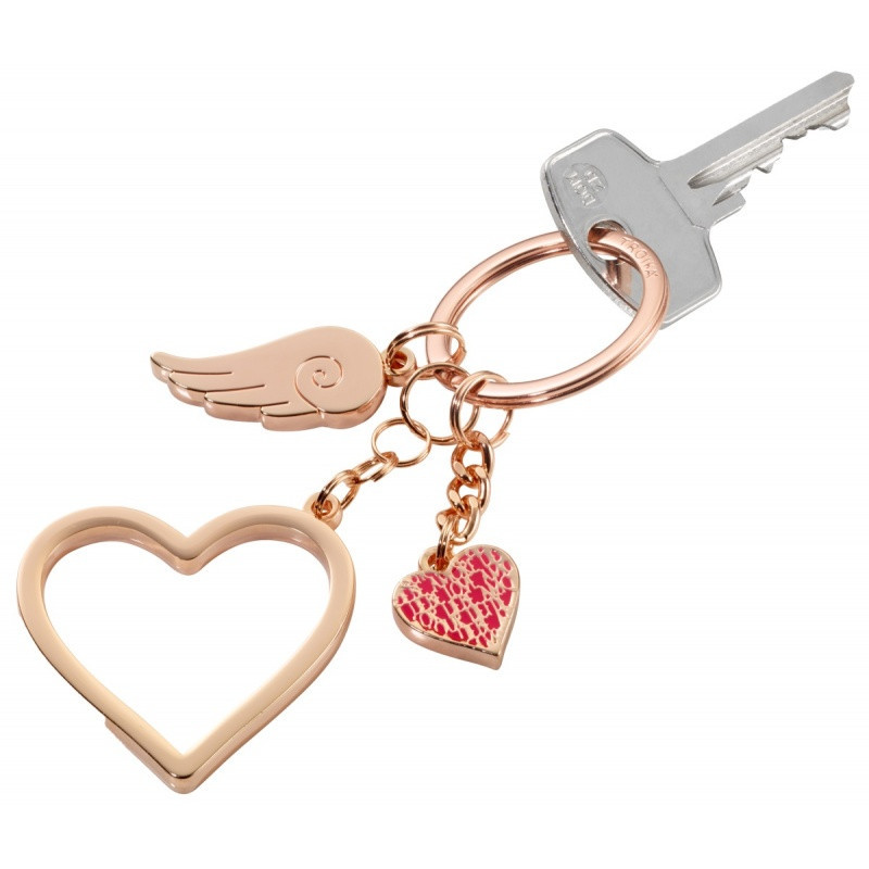 Brelok TROIKA Love Is In The Air, emaliowany metal, różowe złoto