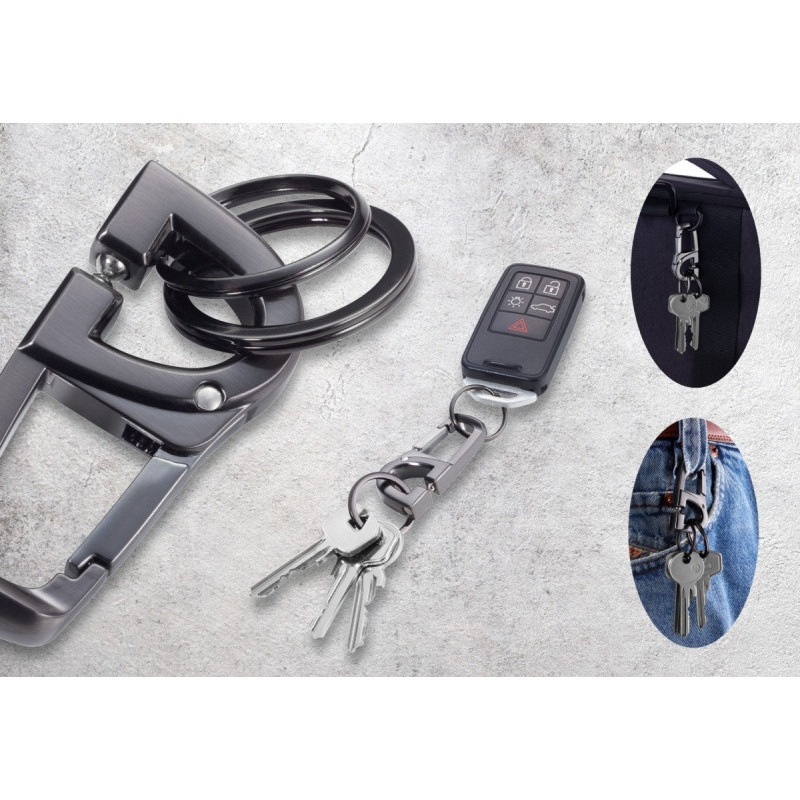 Brelok TROIKA D-Click, system click-lock, karabińczyk, metal