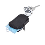 Brelok TROIKA Pocket Click, 3 kółka do kluczy, etui na monety na suwak, czarna skóra