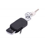 Brelok TROIKA Pocket Click, 3 kółka do kluczy, etui na monety na suwak, czarna skóra