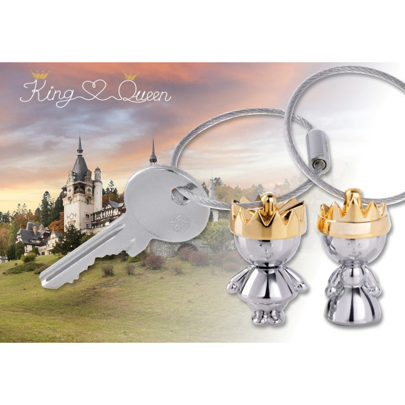 Brelok TROIKA Little King & Little Queen, chromowany metal