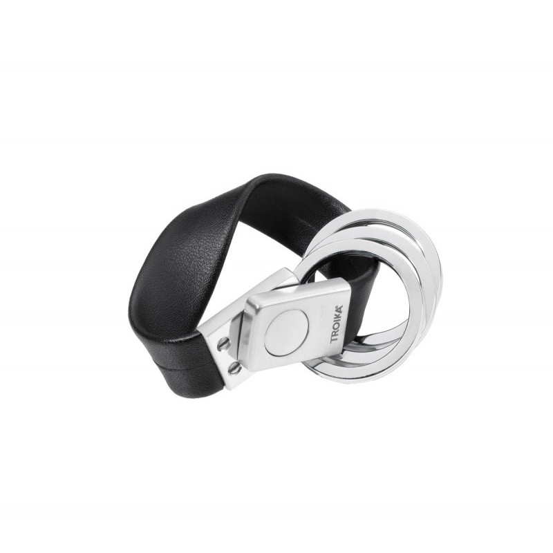 Brelok TROIKA Twister, 3 kółka do kluczy, skóra/metal, czarny