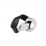 Brelok TROIKA Twister, 3 kółka do kluczy, skóra/metal, czarny