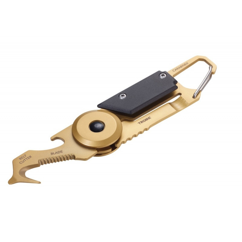 Brelok TROIKA Egon, z karabińczykiem, 5 funkcji, czarno‑złoty