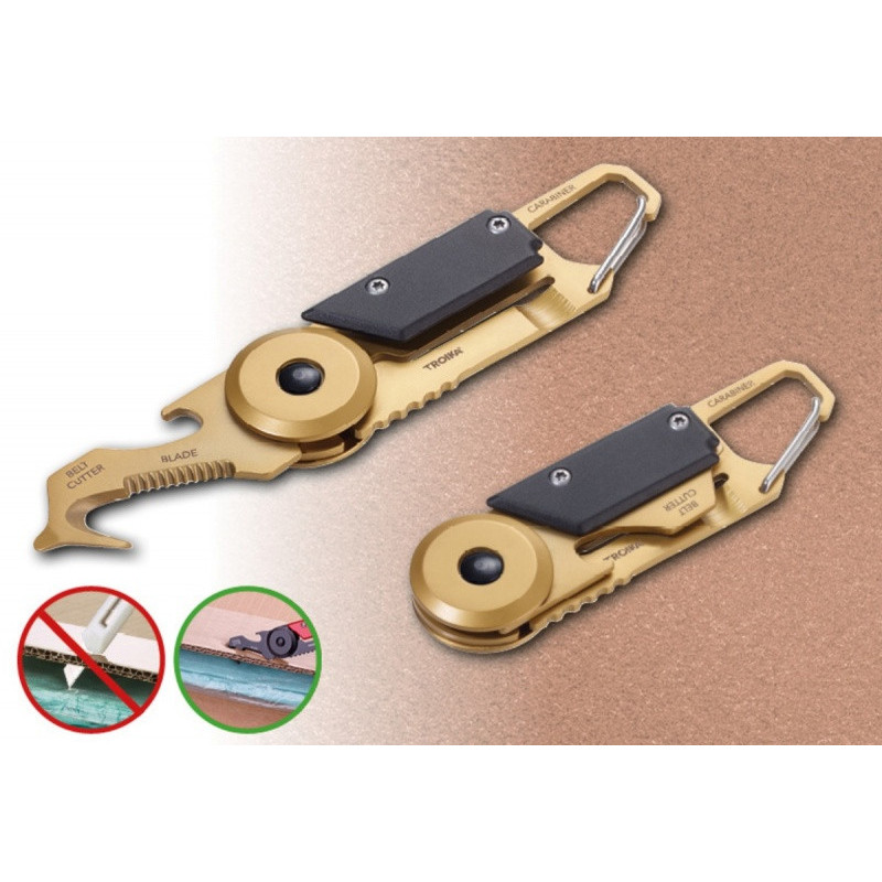 Brelok TROIKA Egon, z karabińczykiem, 5 funkcji, czarno‑złoty