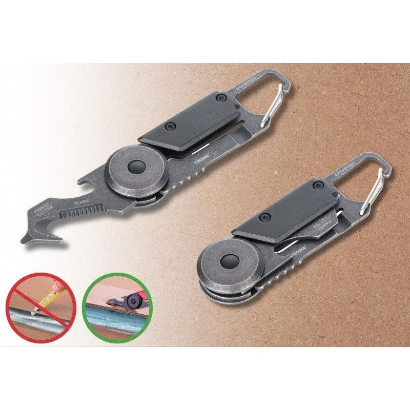 Brelok TROIKA Egon, z karabińczykiem, 5 funkcji, czarno‑szary