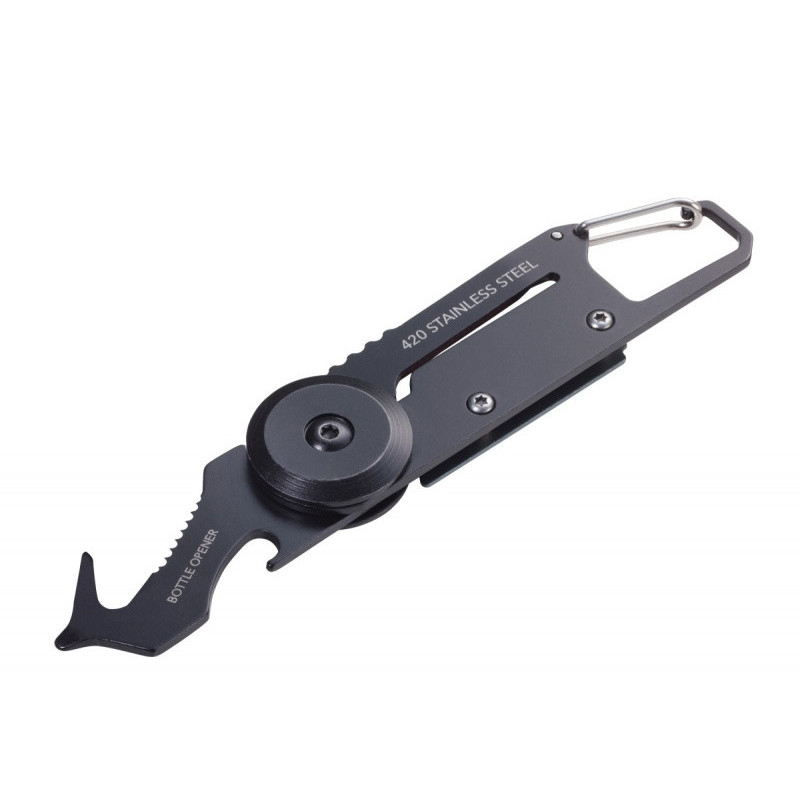 Brelok TROIKA Egon, z karabińczykiem, 5 funkcji, czarno‑tytanowy