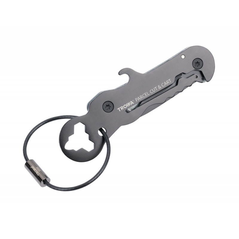 Brelok TROIKA Parcel Cut & Cart, 9 funkcji, czarno‑tytanowy