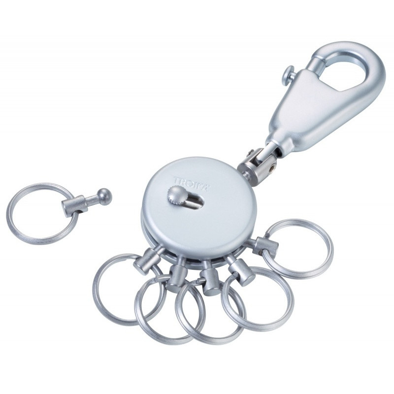 Brelok TROIKA Patent, z karabińczykiem, na 6 kluczy, srebrny mat