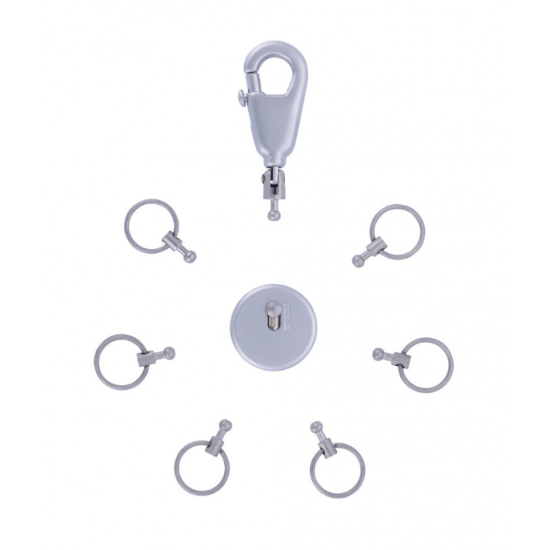 Brelok TROIKA Patent, z karabińczykiem, na 6 kluczy, srebrny mat