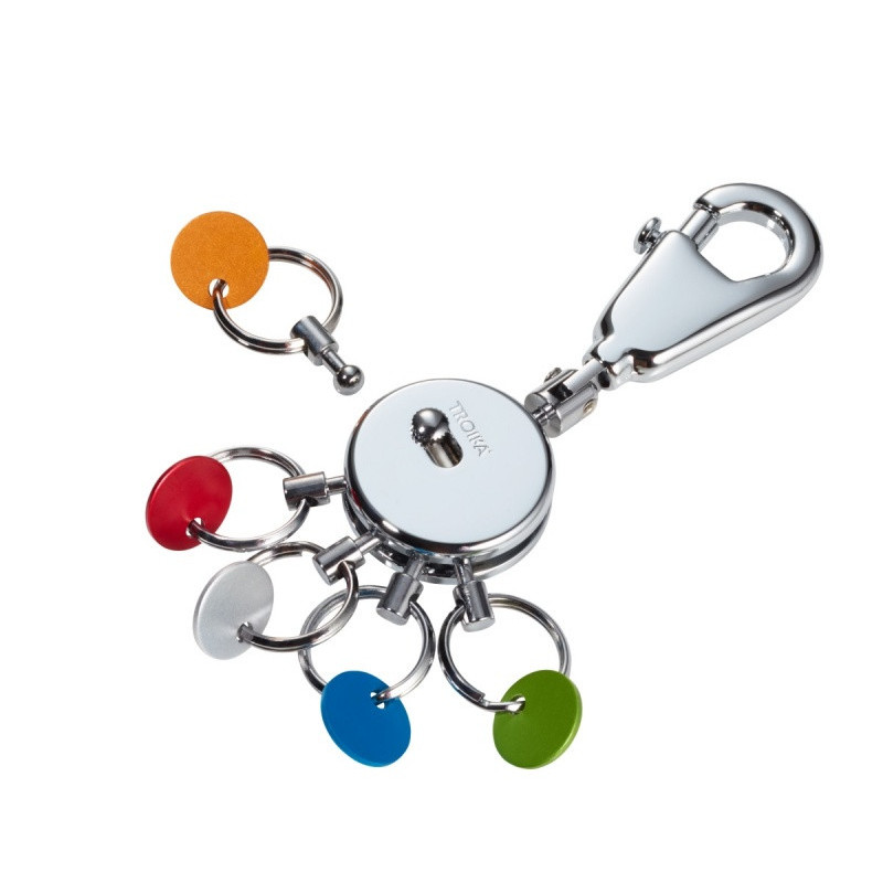 Brelok TROIKA Patent Colour, z karabińczykiem, na 5 kluczy, kolorowe znaczniki, stalowy